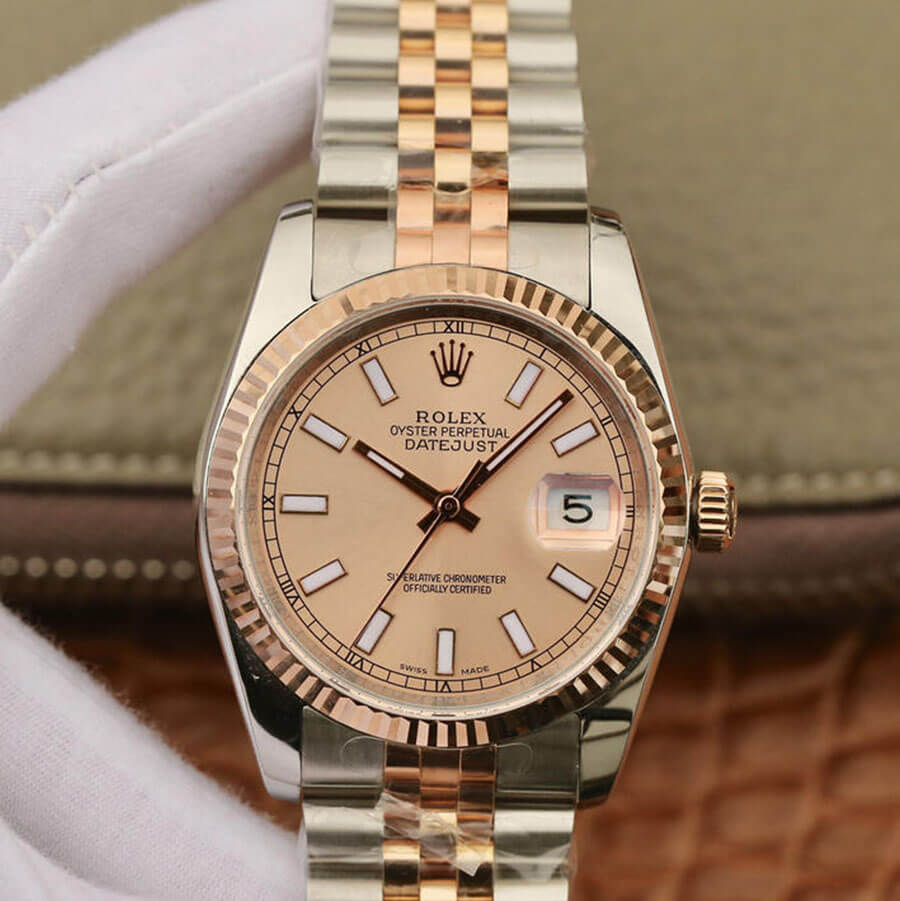 Replica Rolex Datejust 116231 36MM 1:1 Best Edition Rose Gold Pink Dial - DEEPREPS
