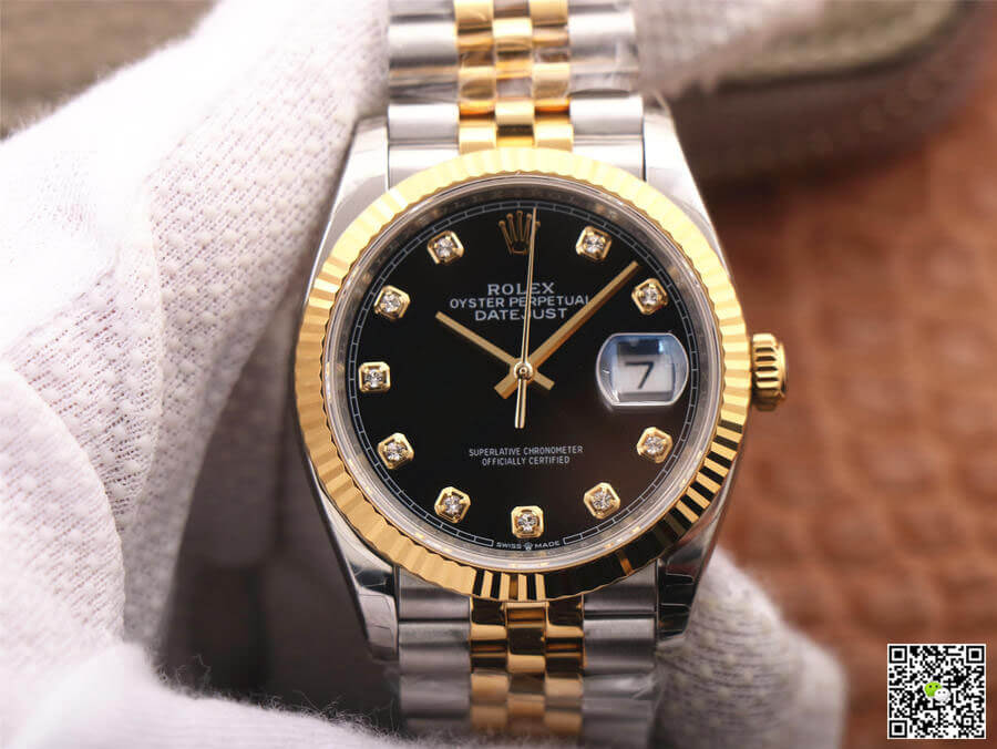 Replica Rolex Datejust M126233-0021 1:1 Best Edition Yellow Gold Black Dial - DEEPREPS