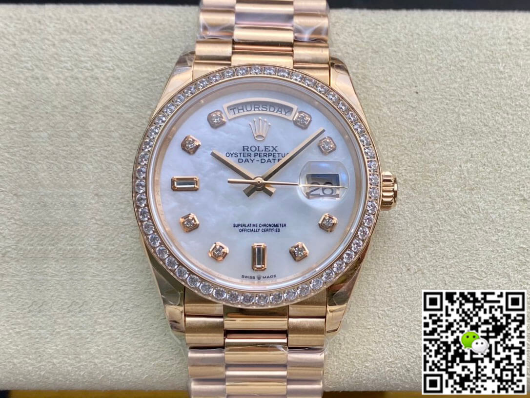 Replica Rolex Day Date 128238 1:1 Best Edition V2 Diamond-set Bezel - DEEPREPS