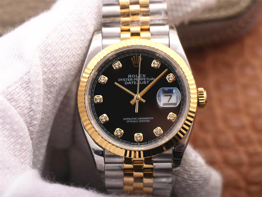 Replica Rolex Datejust M126233-0021 1:1 Best Edition Yellow Gold Black Dial - DEEPREPS