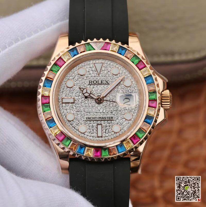 Replica Rolex Oyster Perpetual Yacht-Master 116695 40mm Men Watches 1:1 Best Edition With Gem-Set Bezel - DEEPREPS