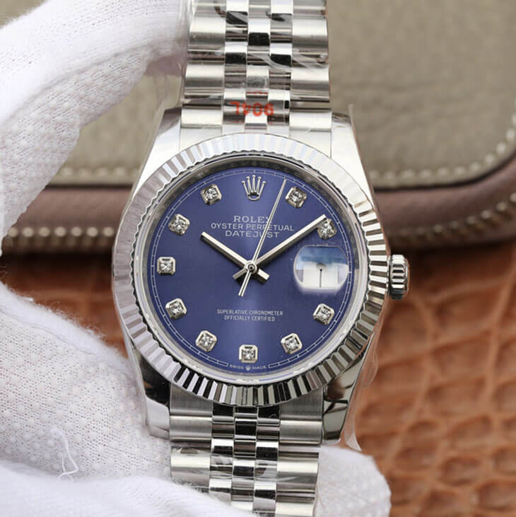 Replica Rolex Datejust M126234-0037 1:1 Best Edition Diamond-set Blue Dial - DEEPREPS