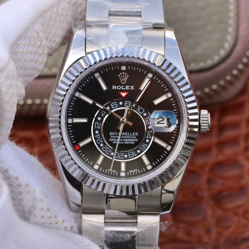 Replica Rolex SKY-DWELLER 326139 Men Watches 1:1 Best Edition Swiss ETA2836 Black Dial - DEEPREPS