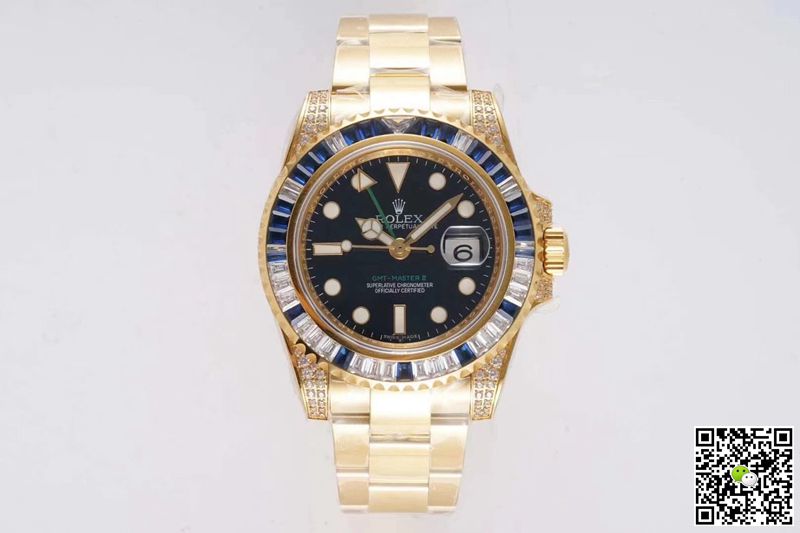 Replica Rolex GMT Master II 116758 SAru 1:1 Best Edition Blue White Diamond Swiss ETA2836 - DEEPREPS