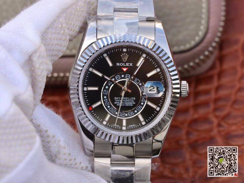 Replica Rolex SKY-DWELLER 326139 Men Watches 1:1 Best Edition Swiss ETA2836 Black Dial - DEEPREPS