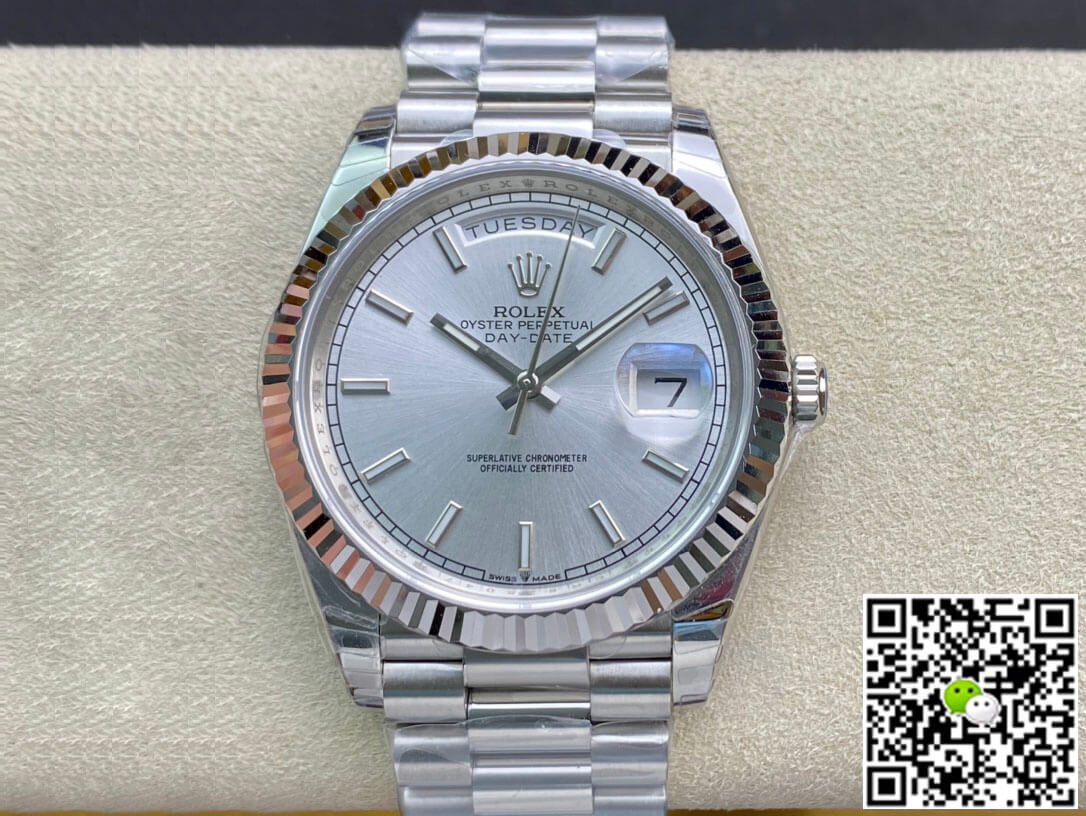 Replica Rolex Day Date 40MM 1:1 Best Edition Silver Dial - DEEPREPS