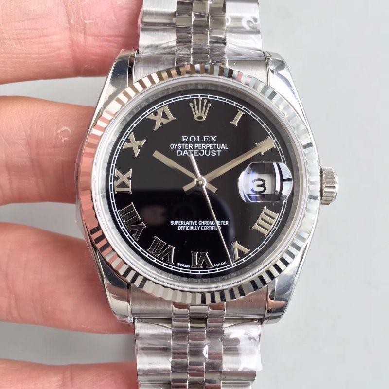 Rolex Dupe Datejust 116334 1:1 Best Edition Swiss ETA2836 Black Dial Roman Marker - DEEPREPS