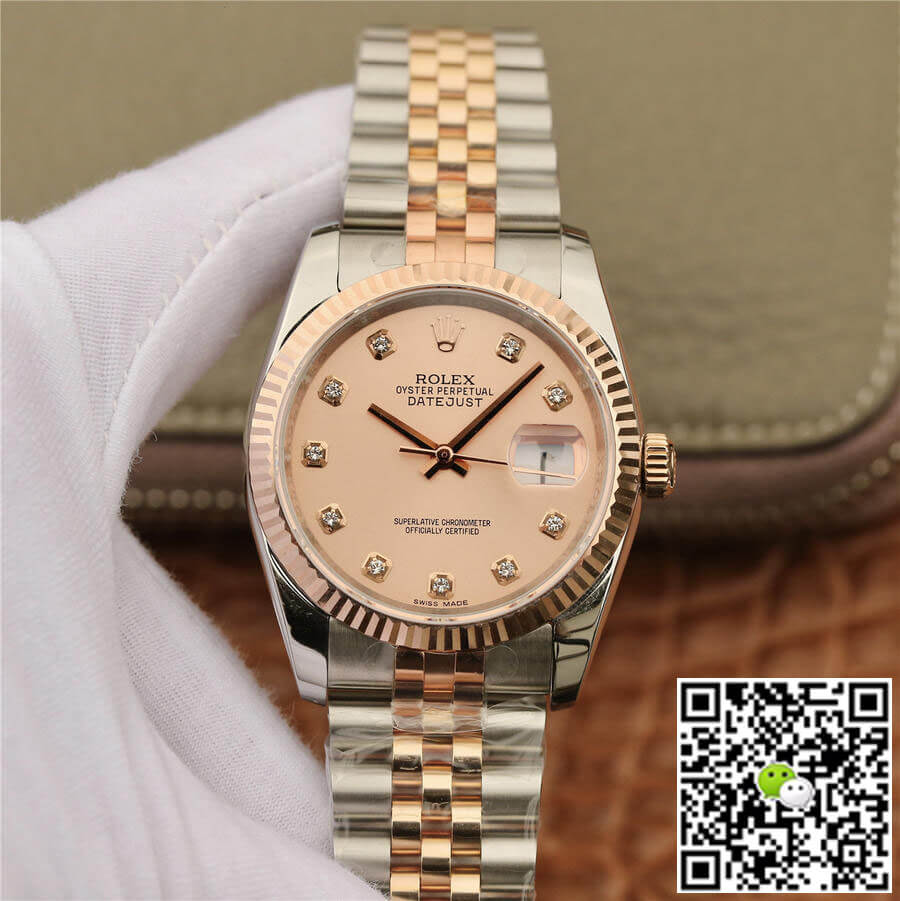 Replica Rolex Datejust 116231 36MM 1:1 Best Edition Diamond-set Pink Dial - DEEPREPS
