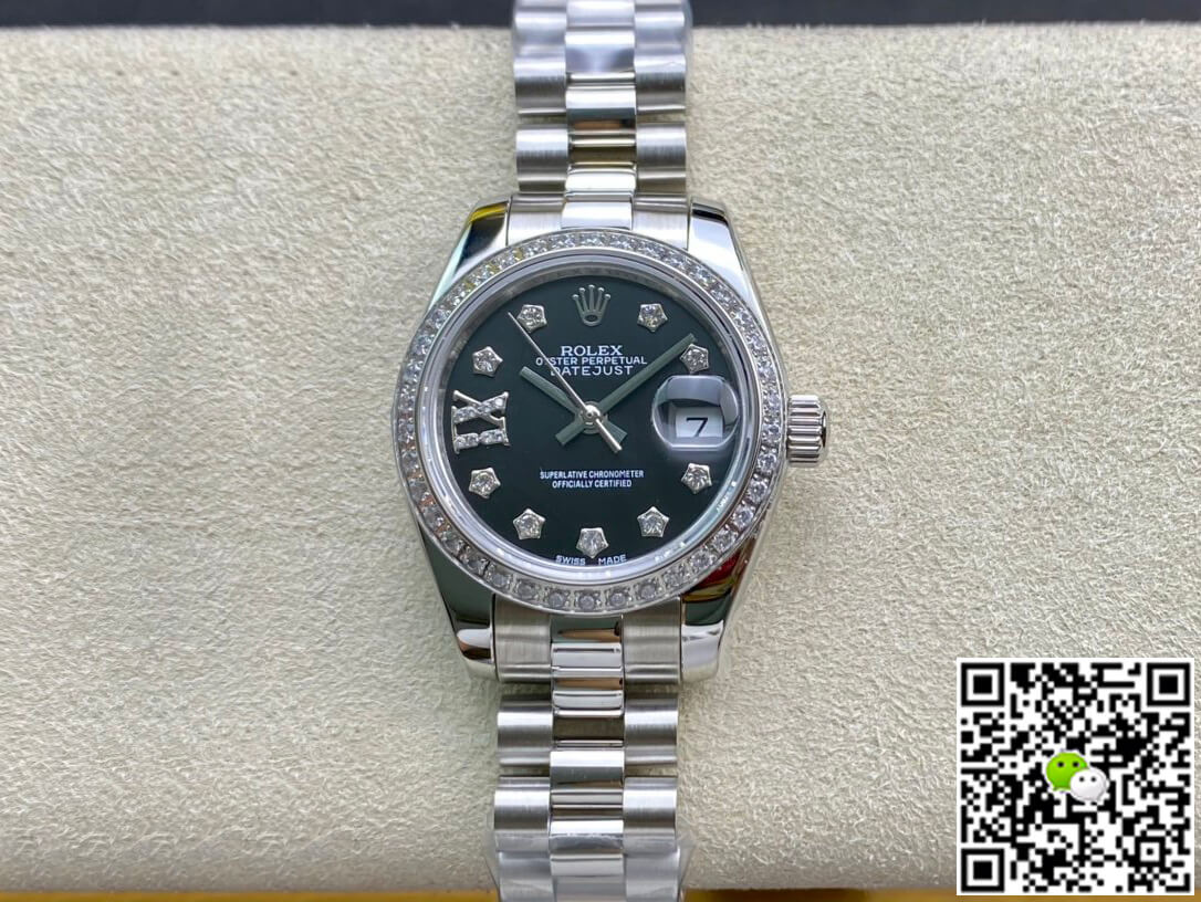 Replica Rolex Datejust 28MM 1:1 Best Edition Diamond set Black Dial - DEEPREPS