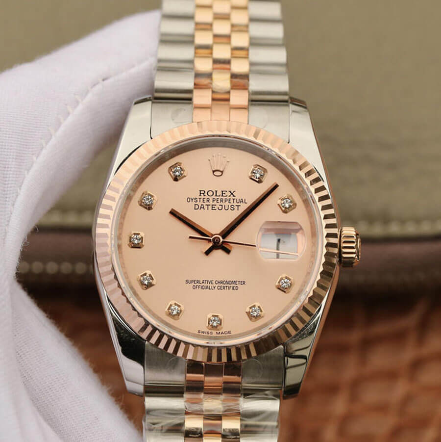 Replica Rolex Datejust 116231 36MM 1:1 Best Edition Diamond-set Pink Dial - DEEPREPS