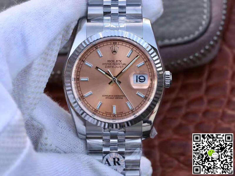 Rolex Dupe Datejust 36mm 116234-0090 1:1 Best Edition Swiss ETA3135 Rosegold Dial - DEEPREPS