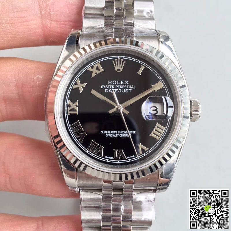 Rolex Dupe Datejust 116334 1:1 Best Edition Swiss ETA2836 Black Dial Roman Marker - DEEPREPS
