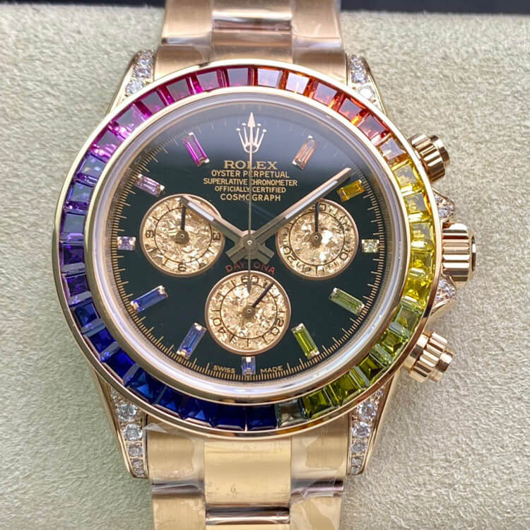 Replica Rolex Daytona 116595 RBOW 1:1 Best Edition Rose Gold Black Dial - DEEPREPS