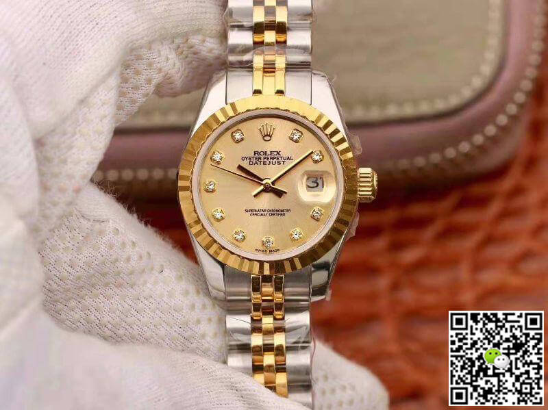 Replica Rolex Lady Datejust 28MM 1:1 Best Edition Swiss Original Imported NH05 Movement 18K Gold Dial - DEEPREPS