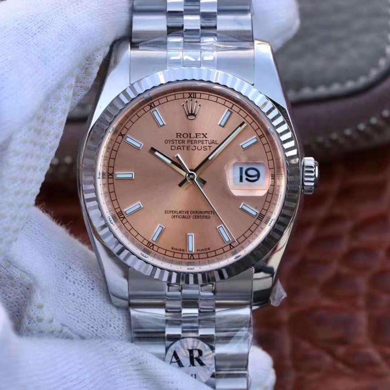 Rolex Dupe Datejust 36mm 116234-0090 1:1 Best Edition Swiss ETA3135 Rosegold Dial - DEEPREPS