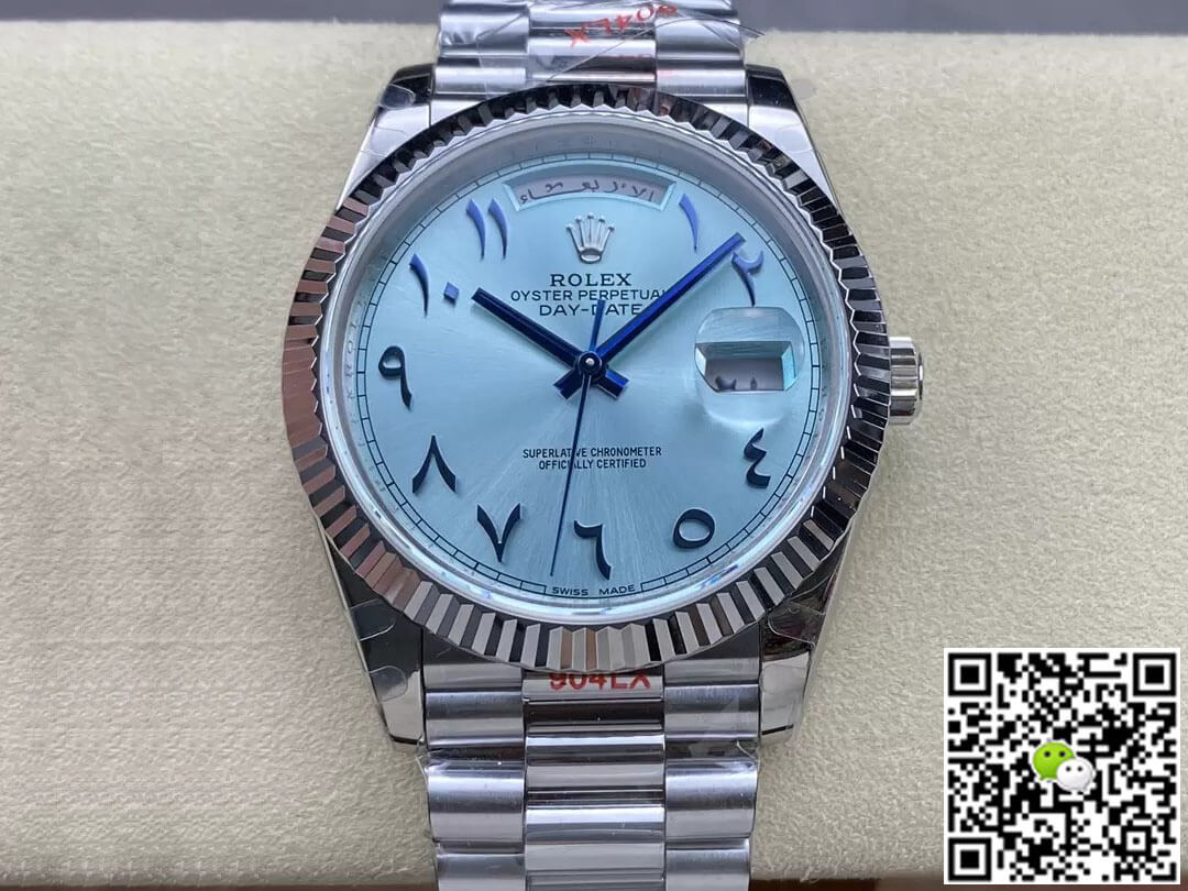 Replica Rolex Day Date M228236 1:1 Best Edition V2 Middle Eastern Blue Dial - DEEPREPS