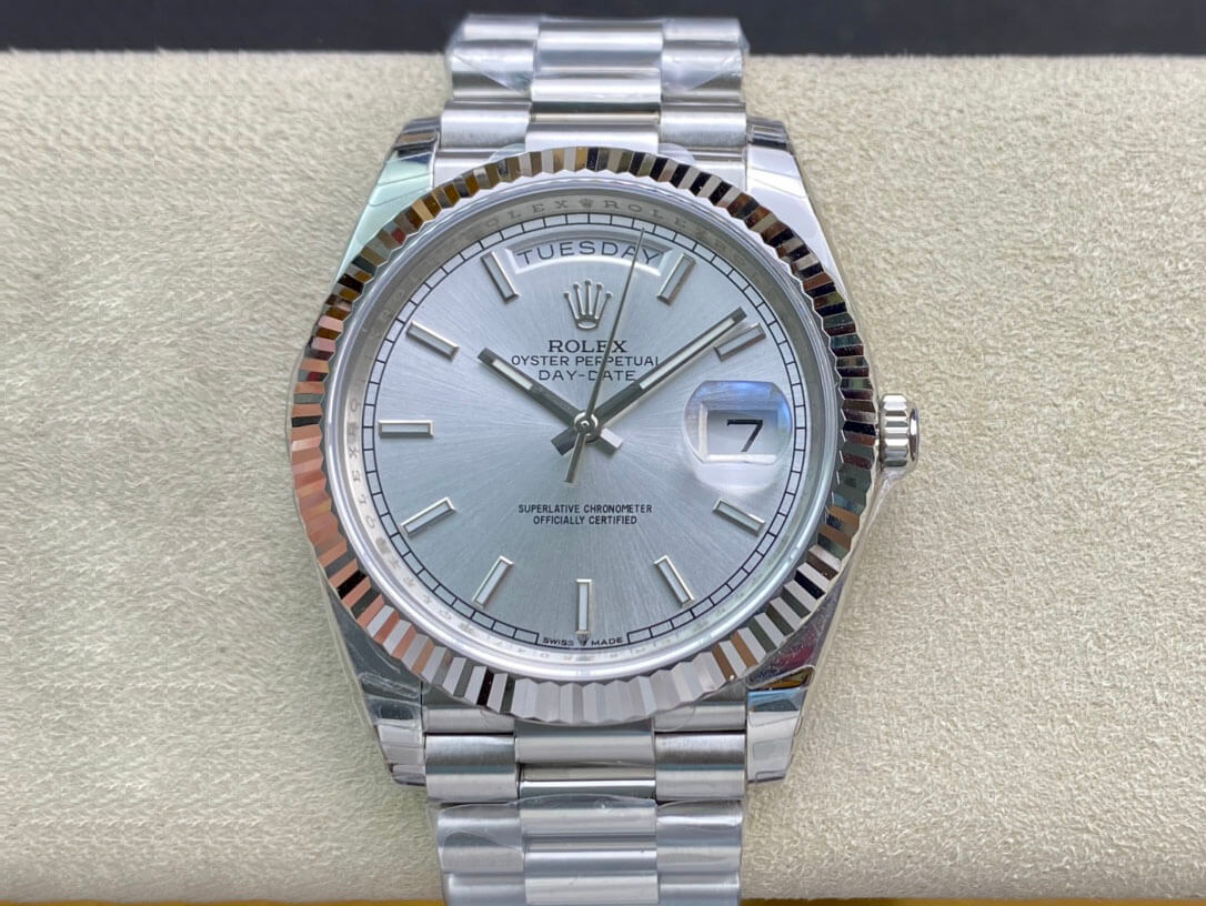 Replica Rolex Day Date 40MM 1:1 Best Edition Silver Dial - DEEPREPS
