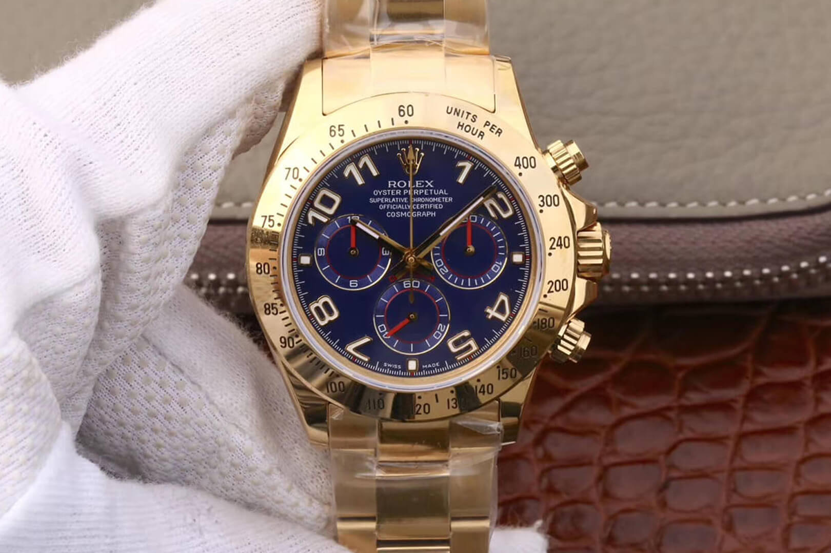 Replica Rolex Daytona Cosmograph 116528 1:1 Best Edition Yellow Gold Blue Dial - DEEPREPS