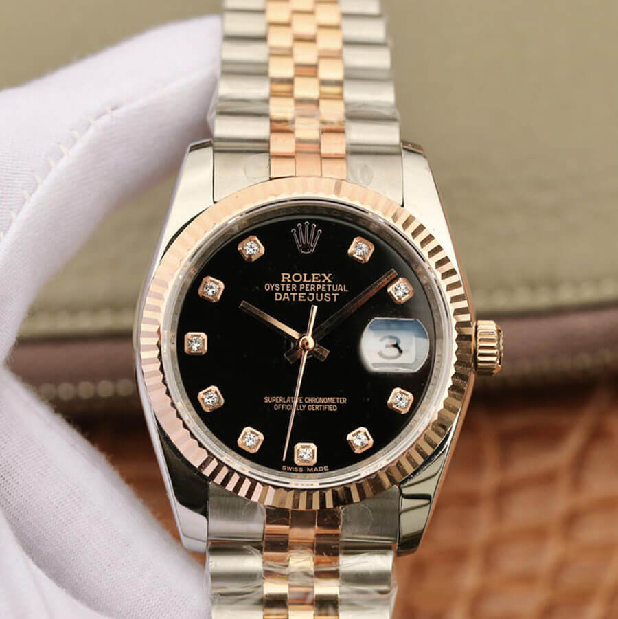Replica Rolex Datejust 116231 1:1 Best Edition Black Diamond Dial - DEEPREPS