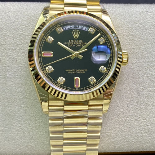 Replica Rolex Day Date 118208 1:1 Best Edition Black Dial - DEEPREPS