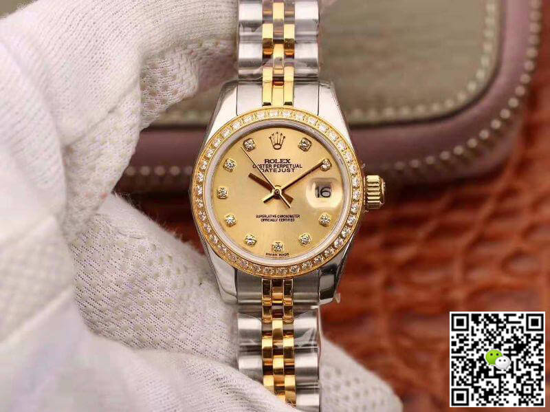 Replica Rolex Lady Datejust 28MM 1:1 Best Edition Swiss NH05 Movement Plating 18K Gold Dial - DEEPREPS