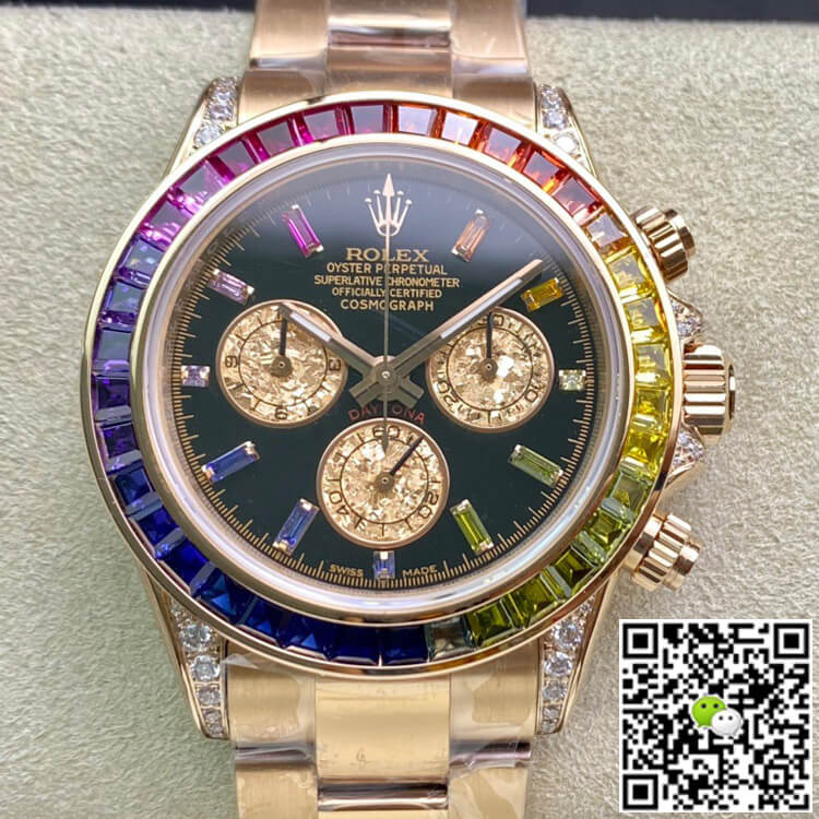 Replica Rolex Daytona 116595 RBOW 1:1 Best Edition Rose Gold Black Dial - DEEPREPS