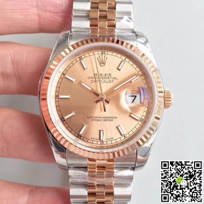 Rolex Dupe Datejust 36mm 116234 Mechanical Watches 1:1 Best Edition Swiss ETA3135 Rose Gold Dial - DEEPREPS