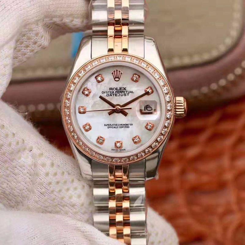 Rolex Dupe Lady Datejust 28MM 1:1 Best Edition Swiss Original Imported NH05 Movement White Enamel Dial - DEEPREPS