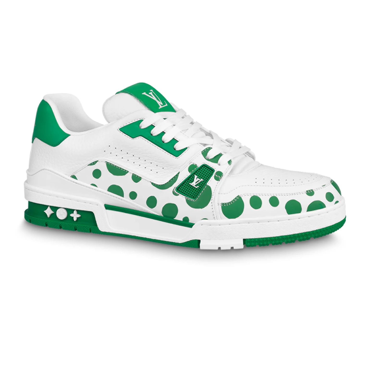 LOUIS VUITTON X YAYOI KUSAMA TRAINER CALF LEATHER SNEAKER IN GREEN AND WHITE – LSVT374 - DEEPREPS