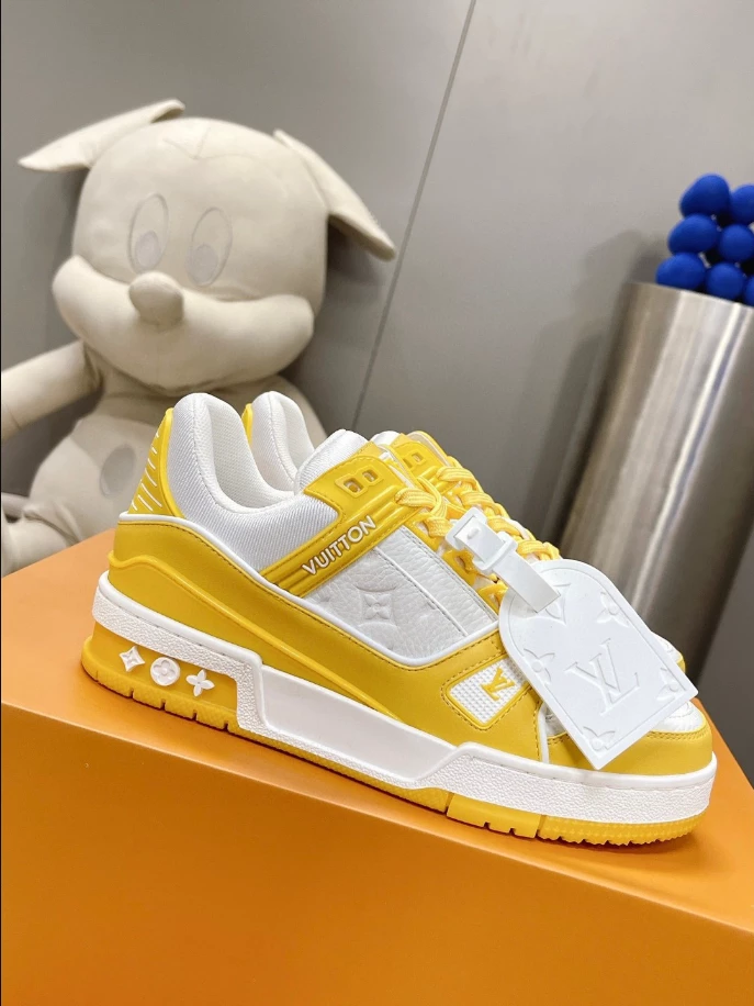 LOUIS VUITTON TRAINERS SNEAKES IN WHITE AND YELLOW– LSVT377 - DEEPREPS