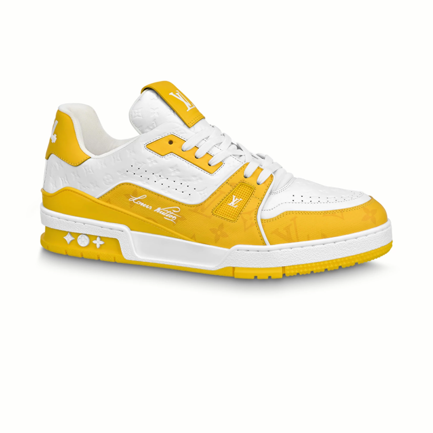 LOUIS VUITTON TRAINE SNEAKERS IN WHITE AND YELLOW – LSVT384 - DEEPREPS
