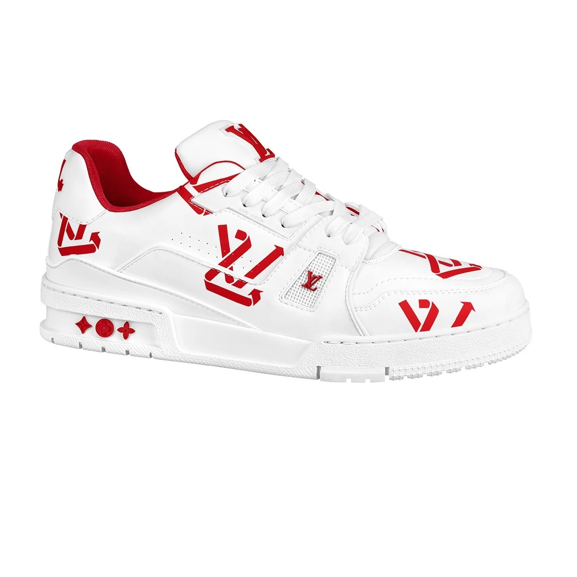 LOUIS VUITTON TRAINER LOW-TOP SNEAKERS IN WHITE AND RED – LSVT388 - DEEPREPS
