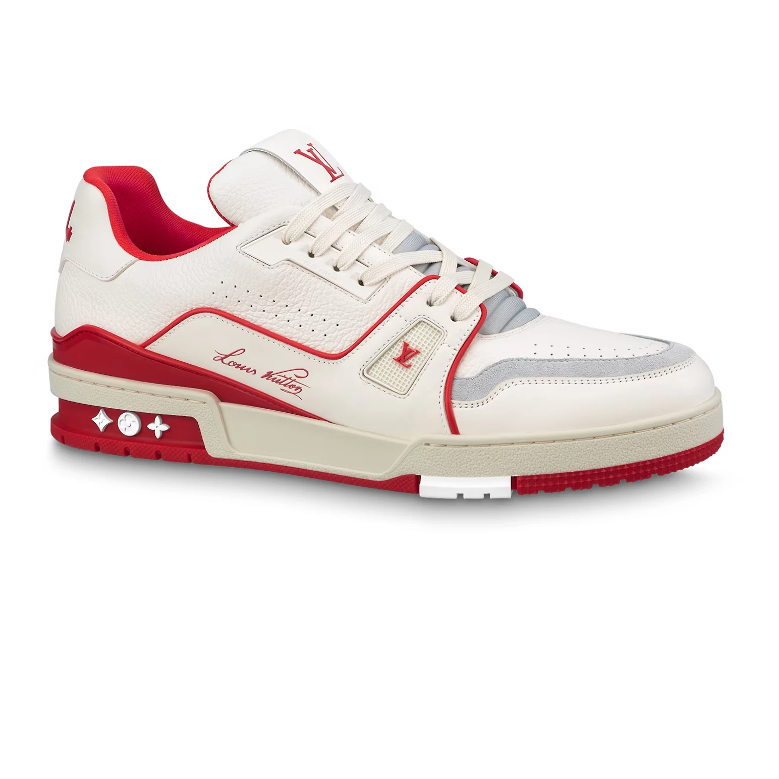 LOUIS VUITTON LV TRAINER SNEAKERS IN WHITE AND RED – LSVT354 - DEEPREPS