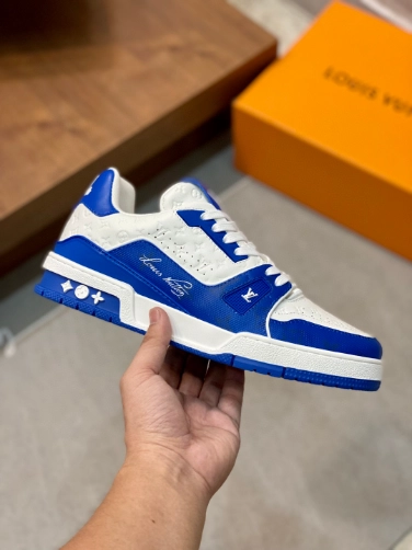 LOUIS VUITTON TRAINE SNEAKERS IN WHITE AND BLUE – LSVT385 - DEEPREPS