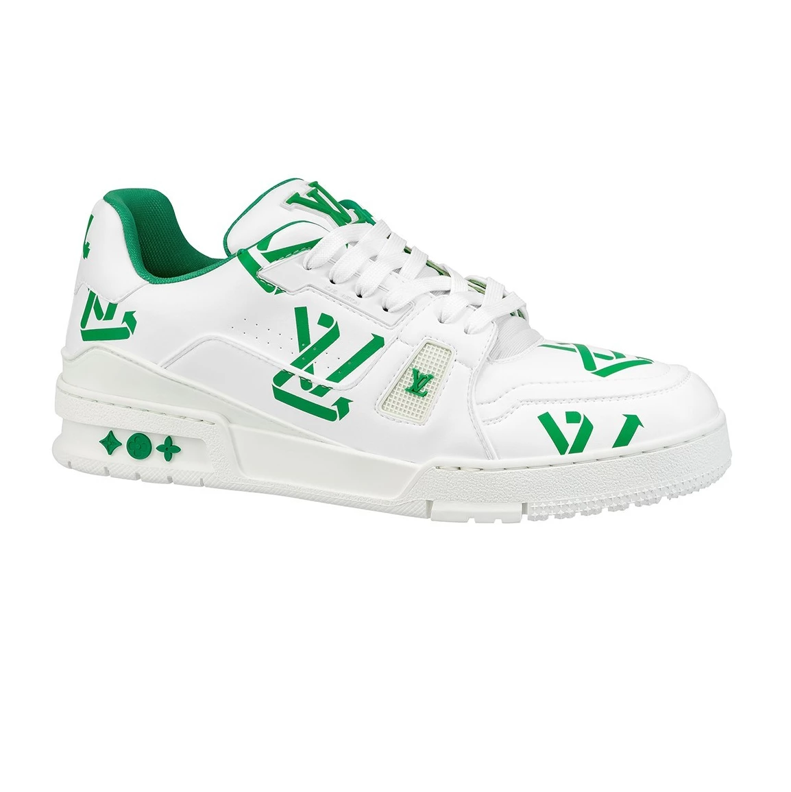 LOUIS VUITTON TRAINER LOW-TOP SNEAKERS IN WHITE AND GREEN – LSVT387 - DEEPREPS