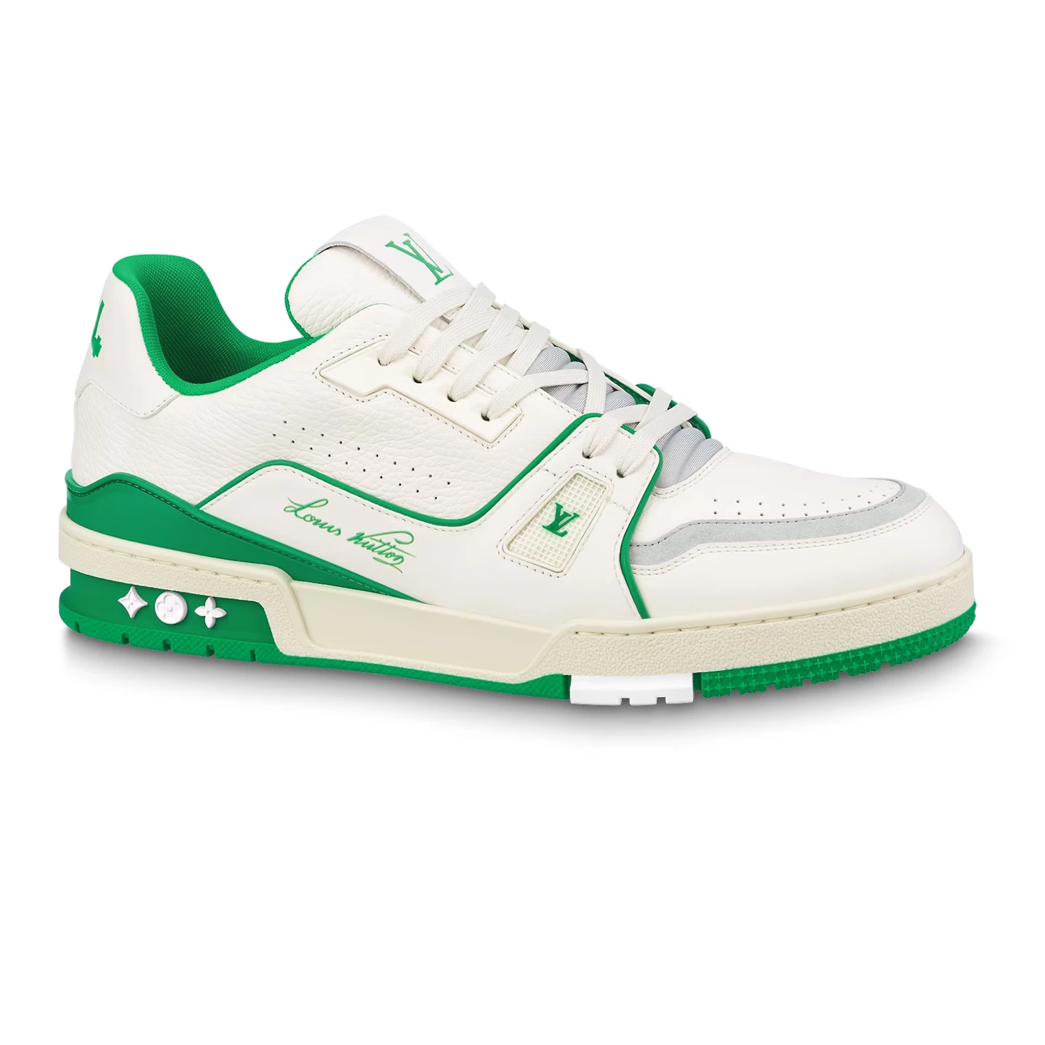 LOUIS VUITTON LV TRAINER SNEAKERS IN WHITE AND GREEN – LSVT355 - DEEPREPS