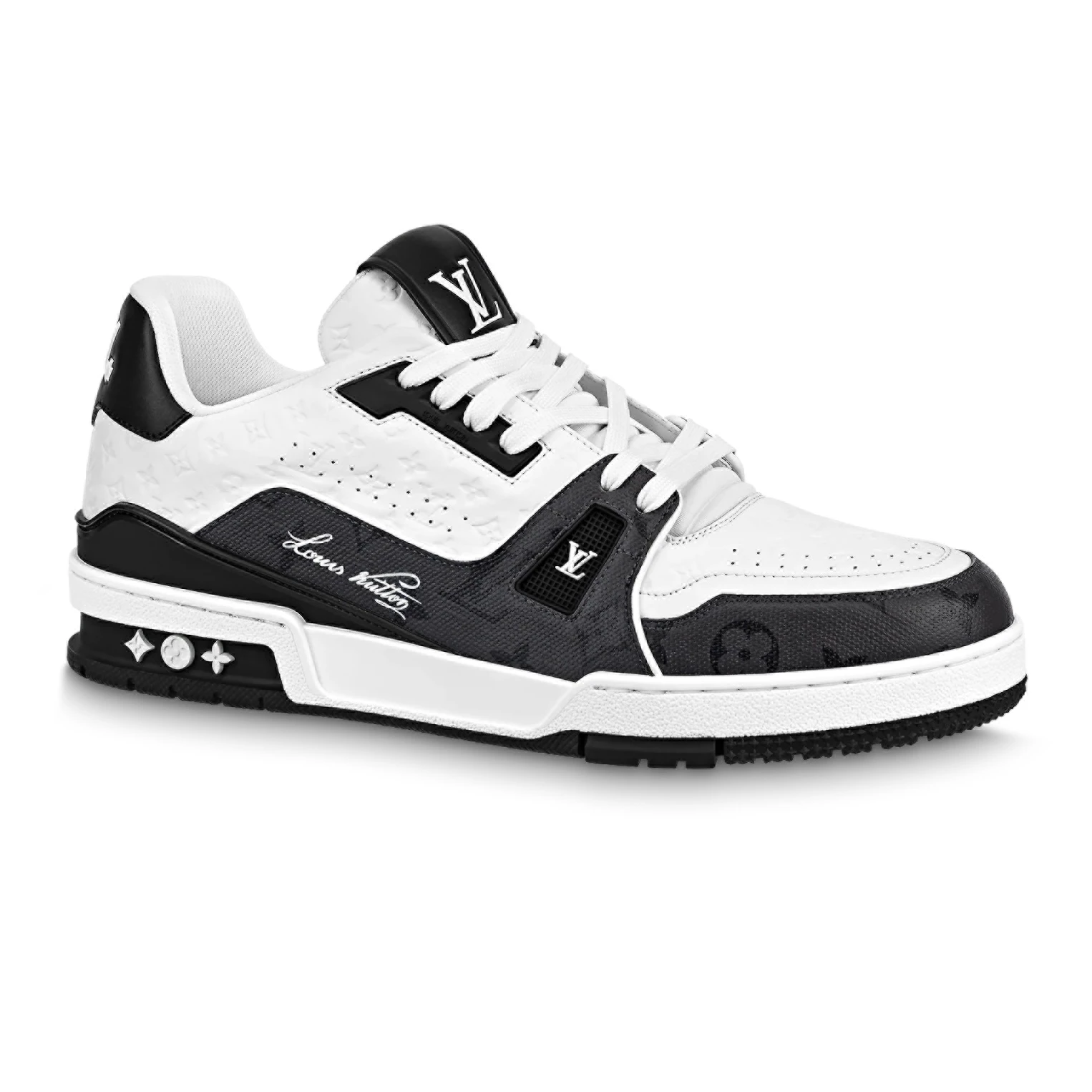 LOUIS VUITTON TRAINE SNEAKERS IN WHITE AND BLACK – LSVT382 - DEEPREPS