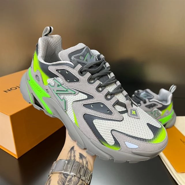 LOUIS VUITTON RUNNER TATIC SNEAKERS IN GREY AND GREEN – LSVT348 - DEEPREPS