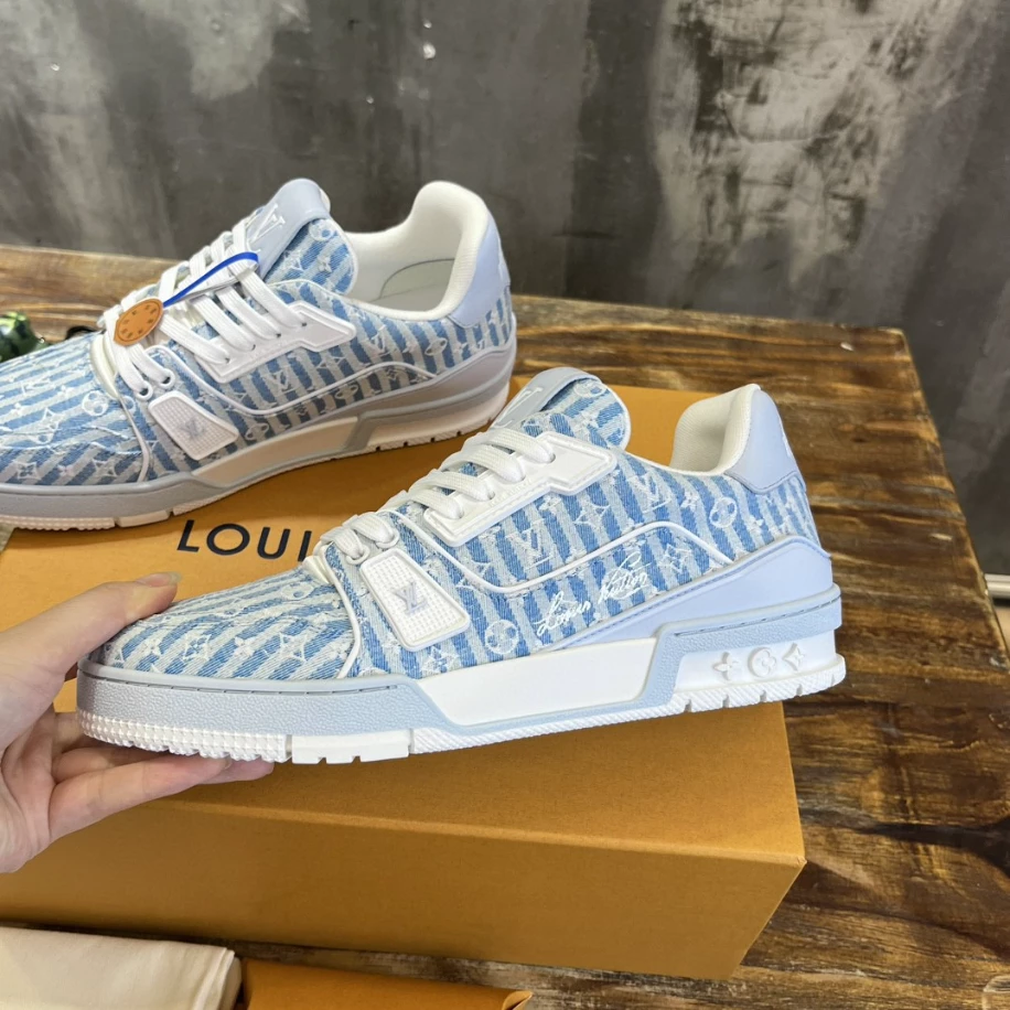 LOUIS VUITTON TRAINER SNEAKERS BLUE MONOGRAM TEXTILE – LSVT346 - DEEPREPS