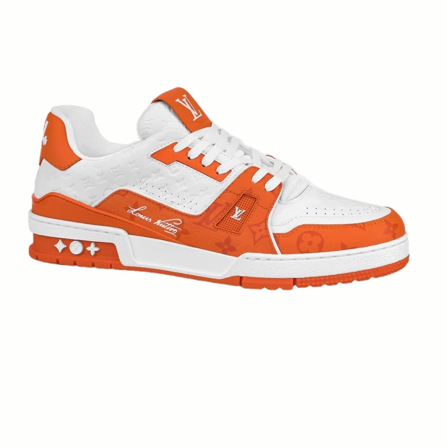 LOUIS VUITTON TRAINE SNEAKERS IN WHITE AND ORANGE – LSVT386 - DEEPREPS