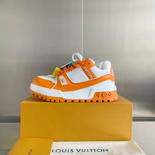 LOUIS VUITTON LV TRAINER MAXI SNEAKERS IN ORANGE AND WHITE – LSVT334 - DEEPREPS