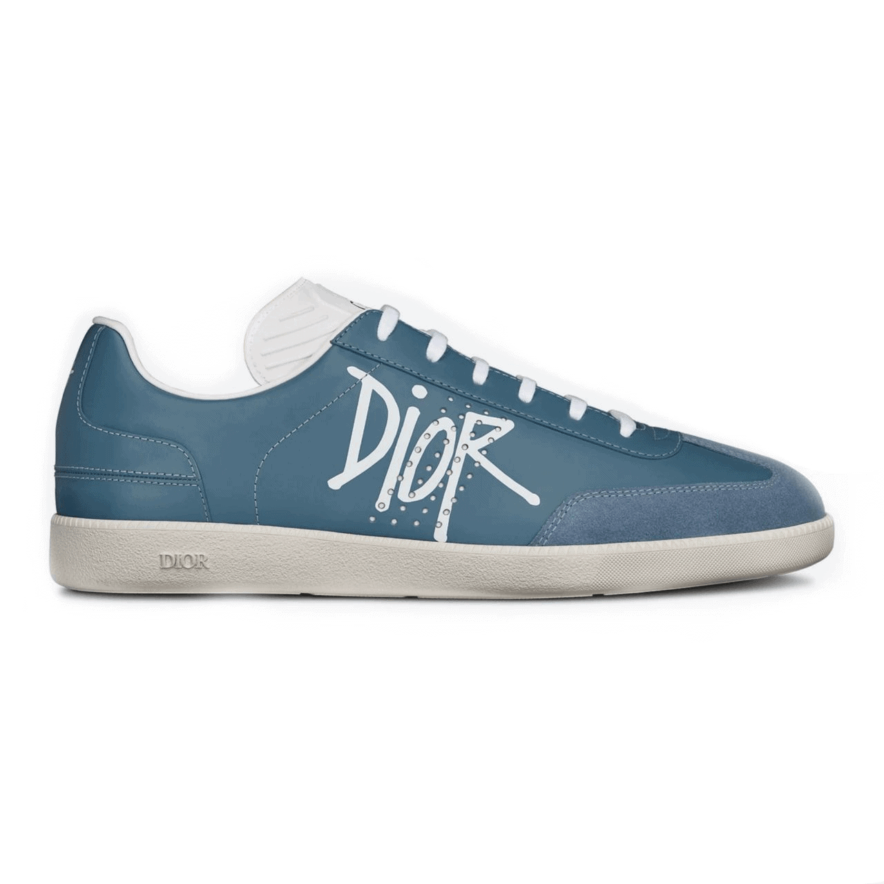 DIOR B01 SNEAKER BLUE SMOOTH CALFSKIN AND SUEDE WITH DIOR AND SHAWN SIGNATURE   CD57 - DEEPREPS