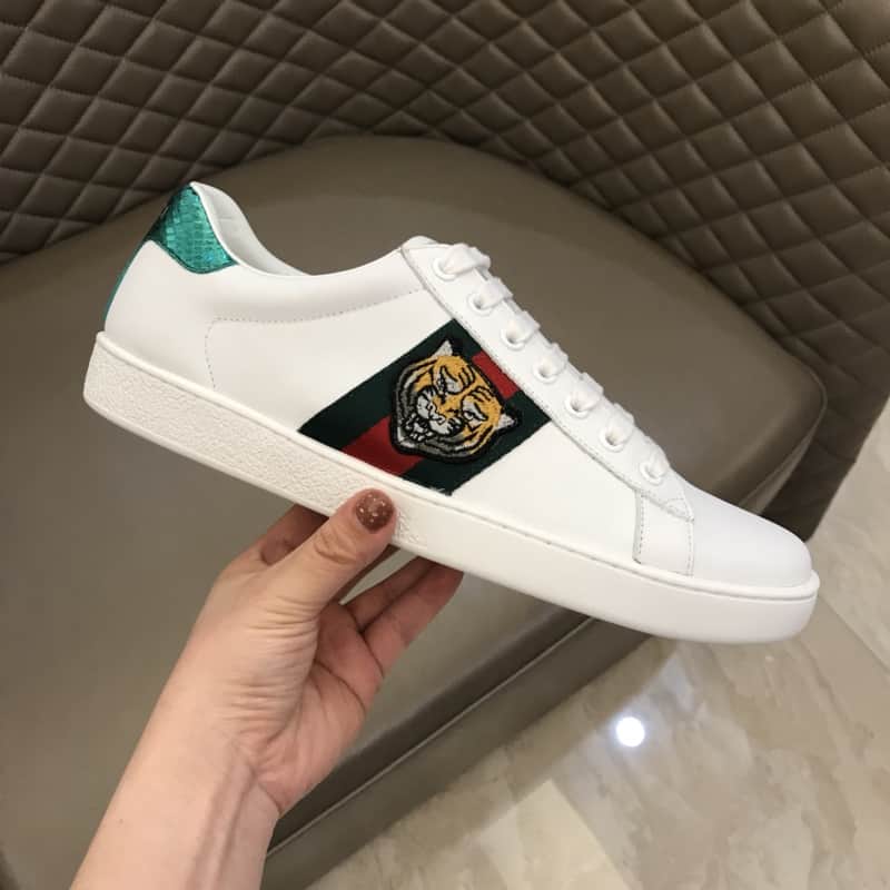 GUCCI TIGER ACE EMBROIDERED SNEAKER WHITE   GC27 - DEEPREPS
