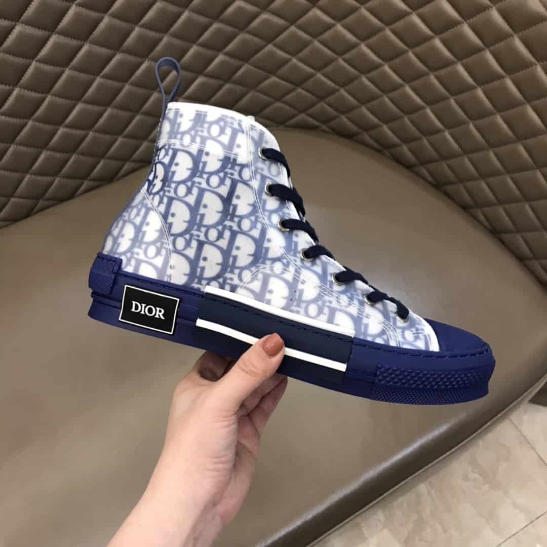 DIOR B23 HIGH-TOP SNEAKER IN BLUE DIOR OBLIQUE   CD29 - DEEPREPS