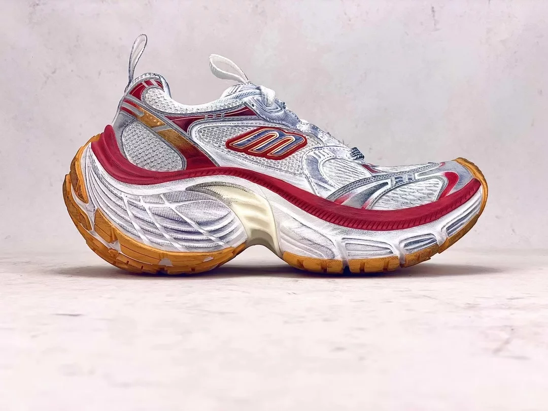 BALENCIAGA WOMEN S 10XL SNEAKER IN WHITE/RED/ORANGE   BB276 - DEEPREPS