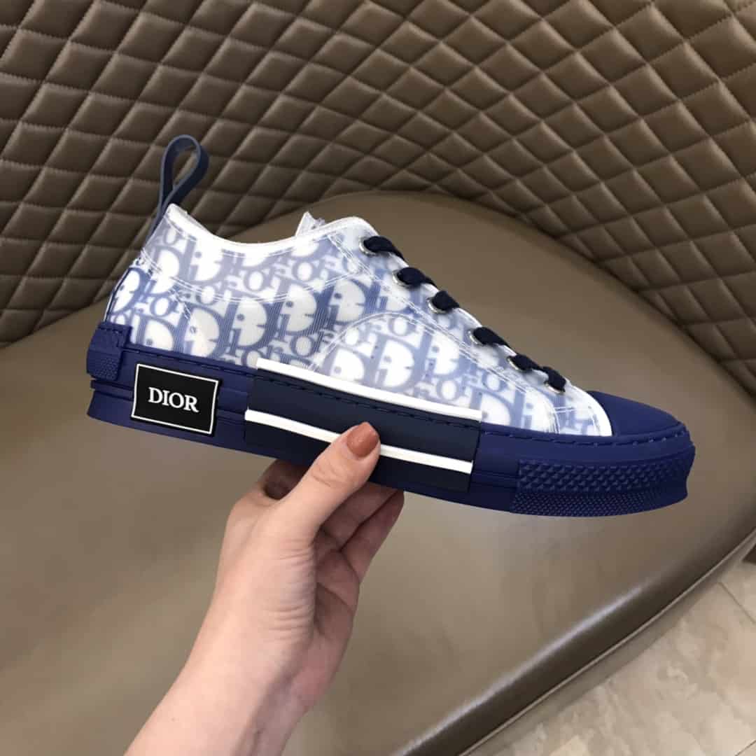 DIOR B23 LOW-TOP SNEAKER IN BLUE DIOR OBLIQUE   CD28 - DEEPREPS