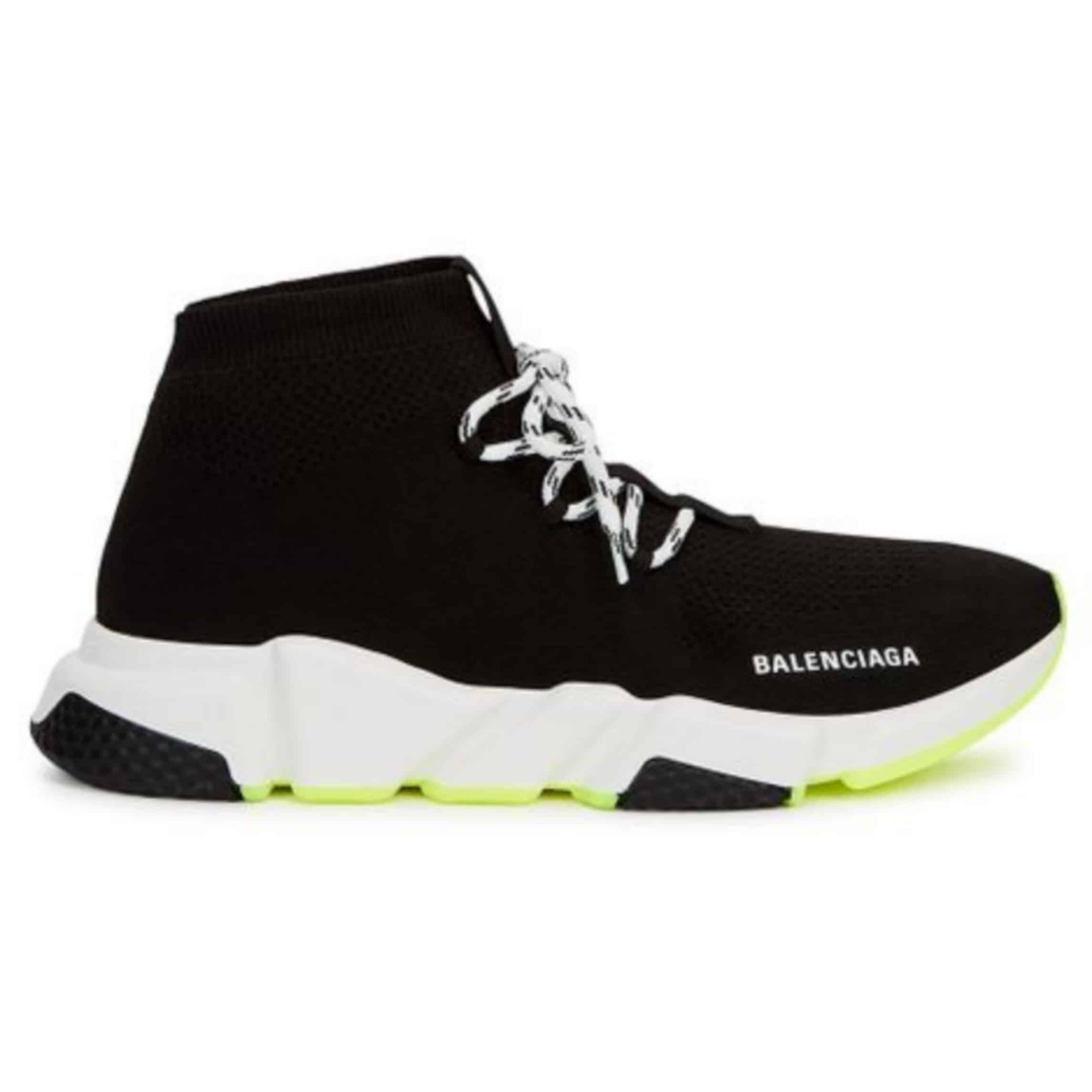 BALENCIAGA SPEED TRAINER LACE UP BLACK WHITE   BB16 - DEEPREPS