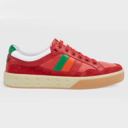 GUCCI MEN S RED LEATHER AND NYLON SNEAKERS   GC62 - DEEPREPS