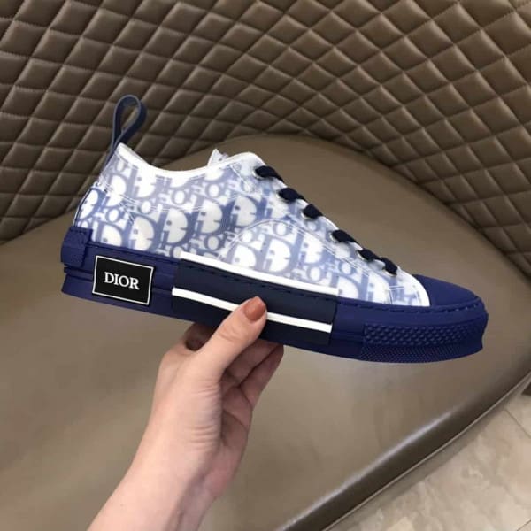 DIOR B23 LOW-TOP SNEAKER IN BLUE DIOR OBLIQUE – CD84 - DEEPREPS