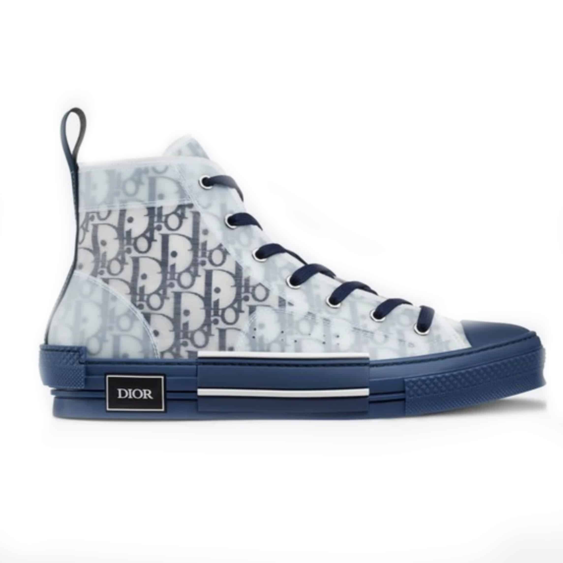 DIOR B23 HIGH-TOP SNEAKER IN BLUE DIOR OBLIQUE   CD29 - DEEPREPS